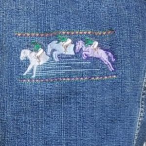 Rare Levi's equestrian / jockey and horse embroidered jean jacket size medium